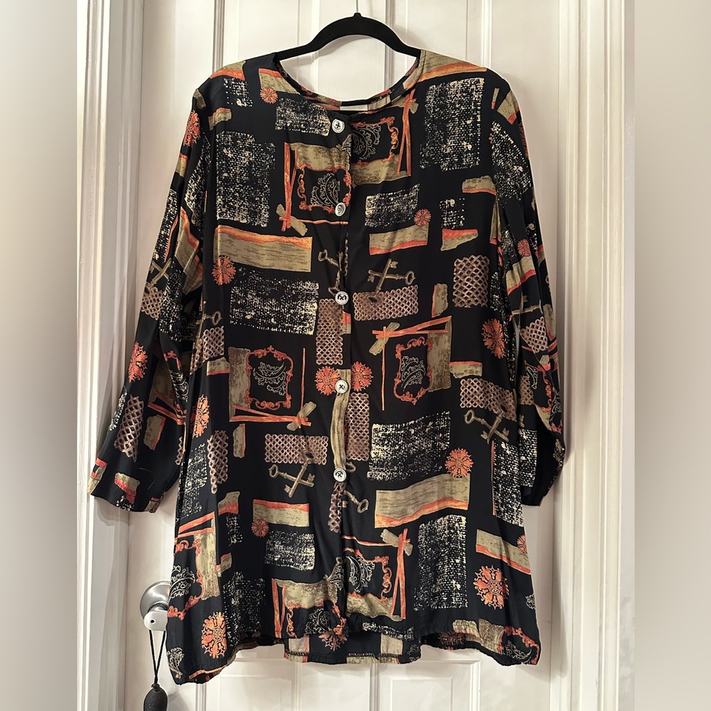 Vintage Style Button-Up Blouse